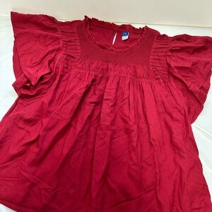 Old Navy Red Ruffled Smocked Blouse